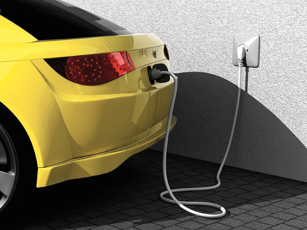 Yellow Electric Vehicle Charging