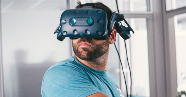 Man using VR Training device. 