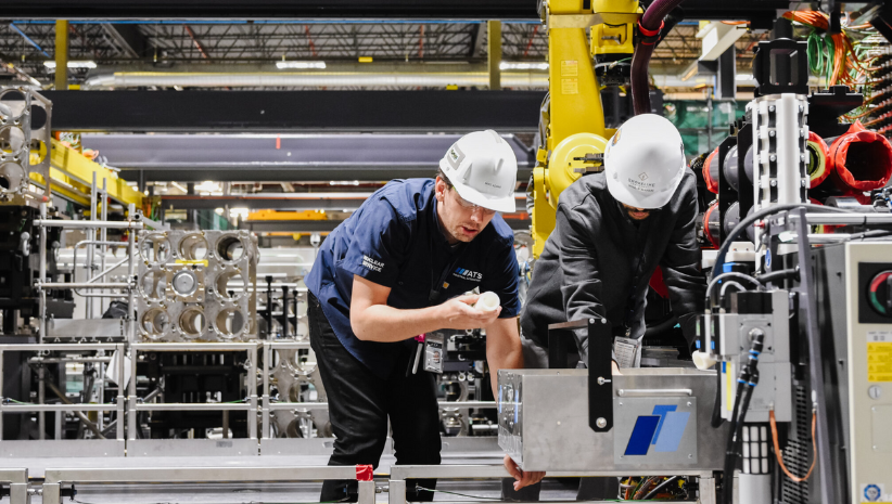 Team working on nuclear automation equipment