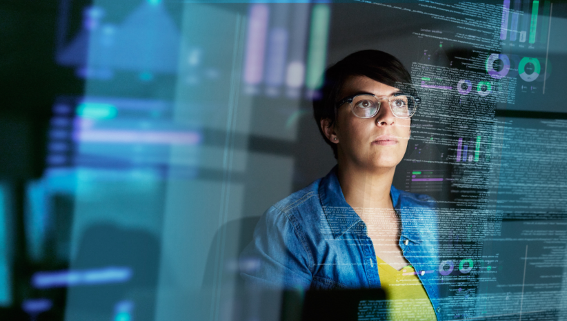 Women looking at data