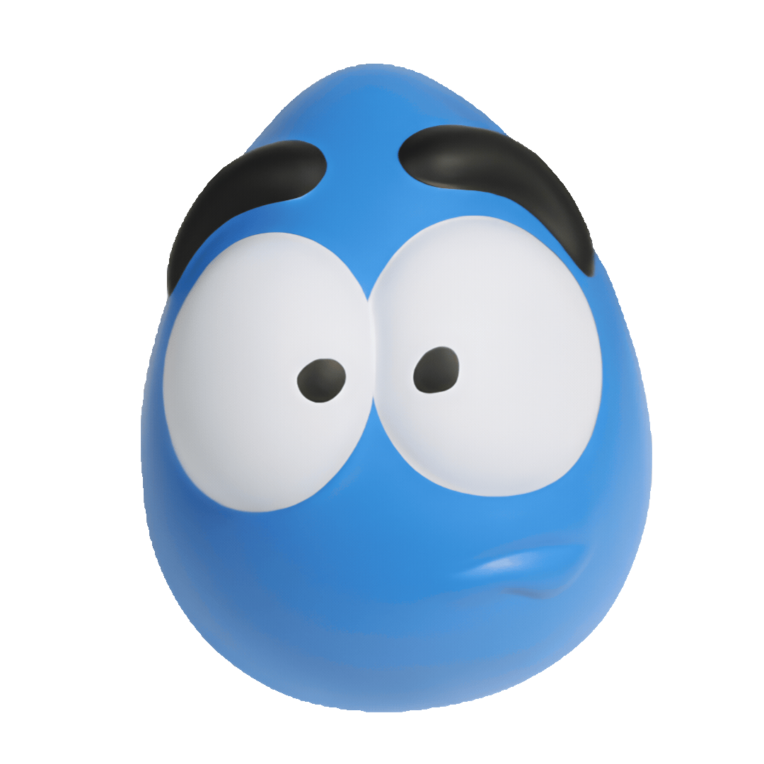 Bounce stress ball in blue with shocked face
